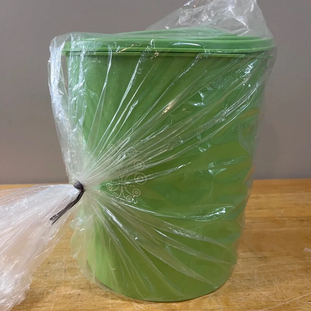 Vtg Tupperware Servalier Canister Set 4pc Lime Green Sunburst Lids 70s Retro MCM